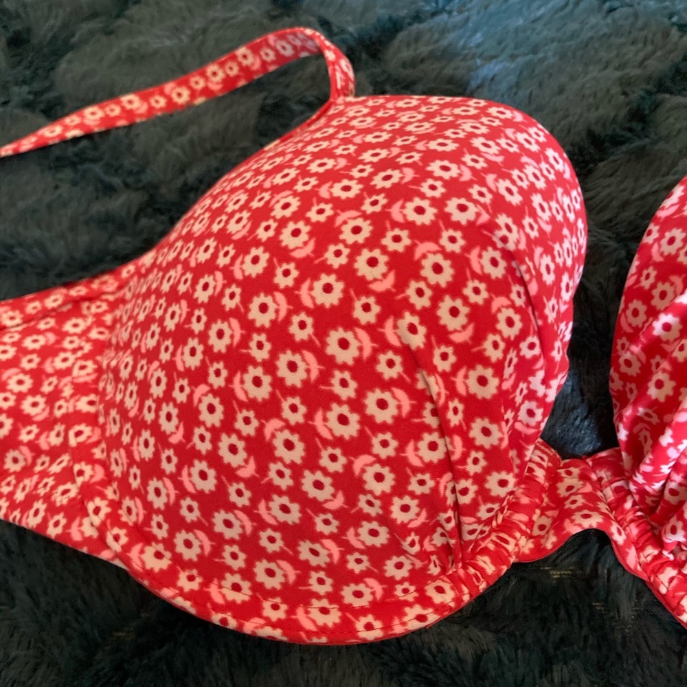 Aerie Padded Red Floral Swim Top 36DD - Picture 4 of 7